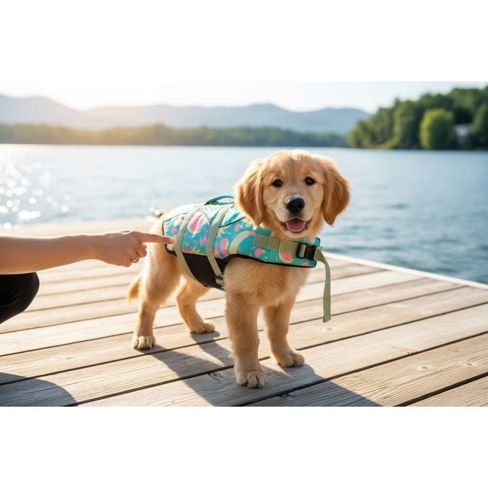 Dog Life Jacket (medium) with Rescue Handle - Picture 3 of 6